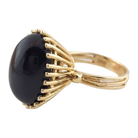 14K Yellow Gold Onyx Ring Size 6.25 #16163 - Picture 2 of 7